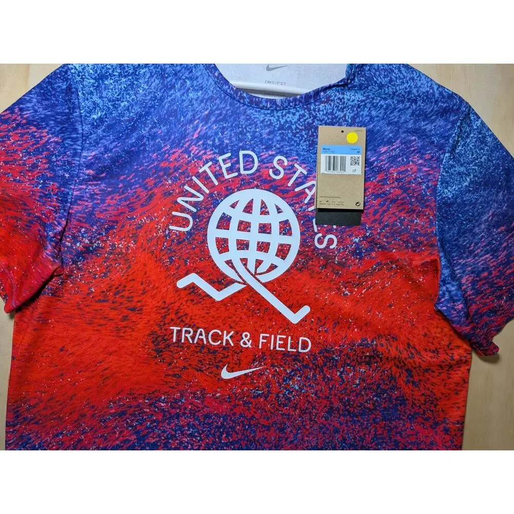 Nike Men's Medium USA United States Track & Field Dri-FIT Short Sleeve Running